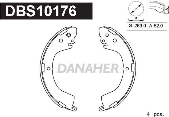 Danaher DBS10176 - Комплект тормозных колодок, барабанные autospares.lv