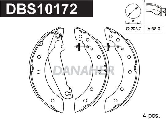 Danaher DBS10172 - Комплект тормозных колодок, барабанные autospares.lv