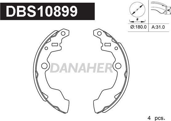 Danaher DBS10899 - Комплект тормозных колодок, барабанные autospares.lv