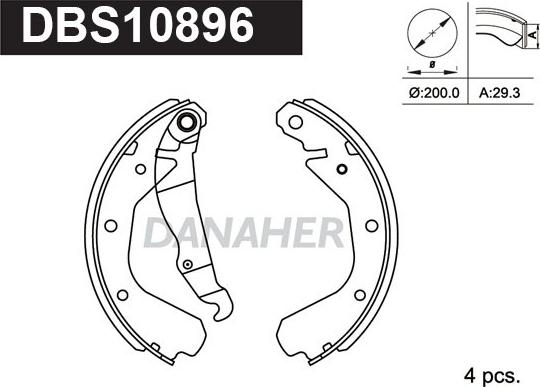 Danaher DBS10896 - Комплект тормозных колодок, барабанные autospares.lv