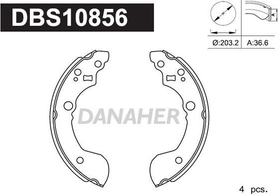 Danaher DBS10856 - Комплект тормозных колодок, барабанные autospares.lv