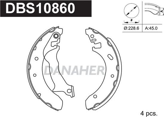 Danaher DBS10860 - Комплект тормозных колодок, барабанные autospares.lv