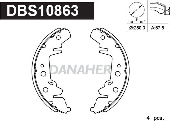 Danaher DBS10863 - Комплект тормозных колодок, барабанные autospares.lv