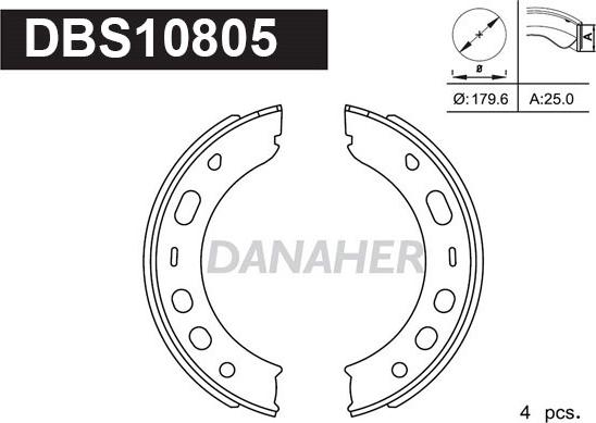 Danaher DBS10805 - Комплект тормозов, ручник, парковка autospares.lv