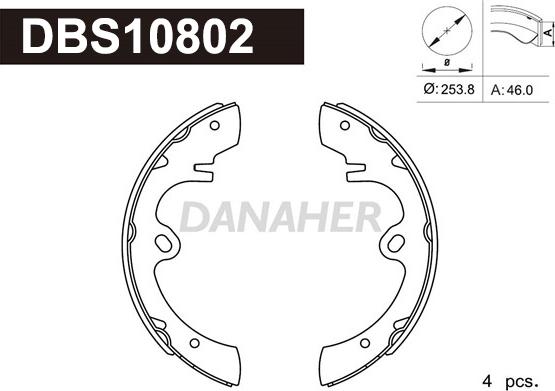 Danaher DBS10802 - Комплект тормозных колодок, барабанные autospares.lv