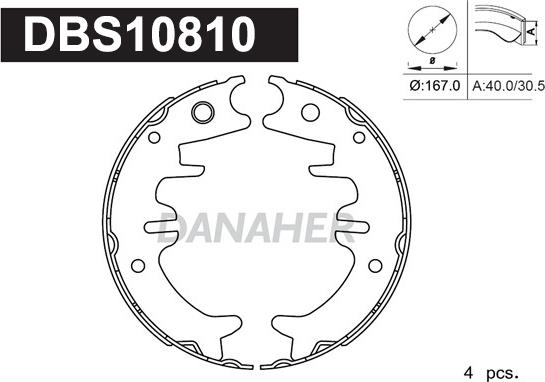 Danaher DBS10810 - Комплект тормозов, ручник, парковка autospares.lv