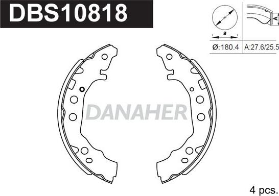 Danaher DBS10818 - Комплект тормозных колодок, барабанные autospares.lv