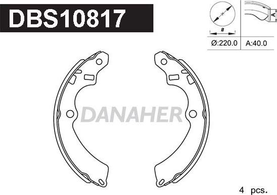 Danaher DBS10817 - Комплект тормозных колодок, барабанные autospares.lv