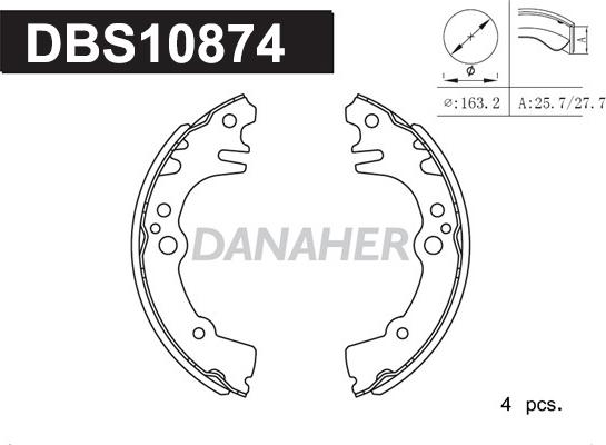 Danaher DBS10874 - Комплект тормозных колодок, барабанные autospares.lv