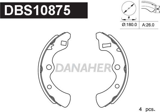 Danaher DBS10875 - Комплект тормозных колодок, барабанные autospares.lv