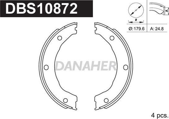 Danaher DBS10872 - Комплект тормозов, ручник, парковка autospares.lv