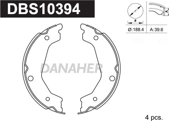 Danaher DBS10394 - Комплект тормозов, ручник, парковка autospares.lv