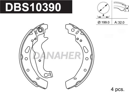 Danaher DBS10390 - Комплект тормозных колодок, барабанные autospares.lv