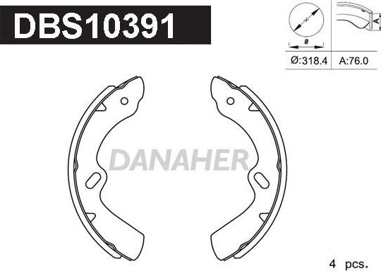 Danaher DBS10391 - Комплект тормозных колодок, барабанные autospares.lv
