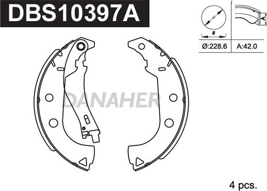 Danaher DBS10397A - Комплект тормозных колодок, барабанные autospares.lv