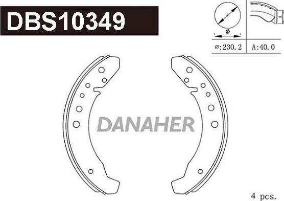 Danaher DBS10349 - Комплект тормозных колодок, барабанные autospares.lv