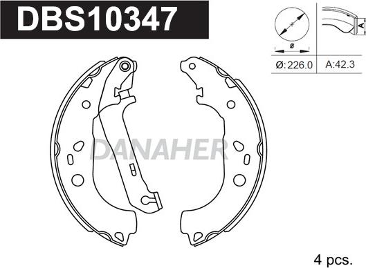 Danaher DBS10347 - Комплект тормозных колодок, барабанные autospares.lv