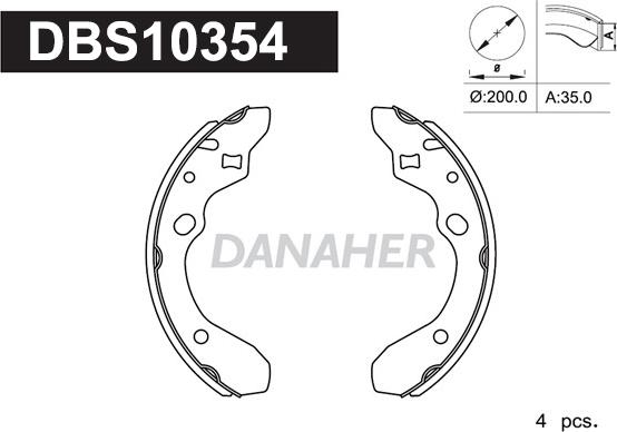 Danaher DBS10354 - Комплект тормозных колодок, барабанные autospares.lv