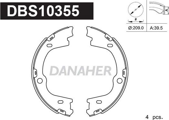 Danaher DBS10355 - Комплект тормозов, ручник, парковка autospares.lv