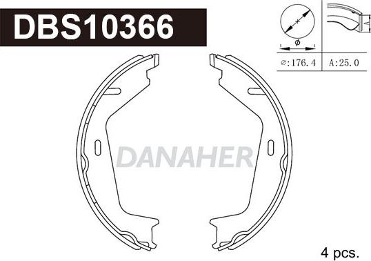 Danaher DBS10366 - Комплект тормозов, ручник, парковка autospares.lv