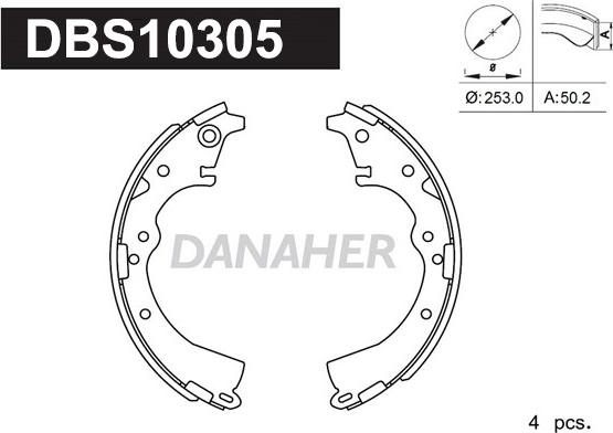 Danaher DBS10305 - Комплект тормозных колодок, барабанные autospares.lv