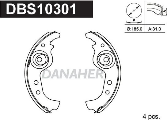 Danaher DBS10301 - Комплект тормозных колодок, барабанные autospares.lv