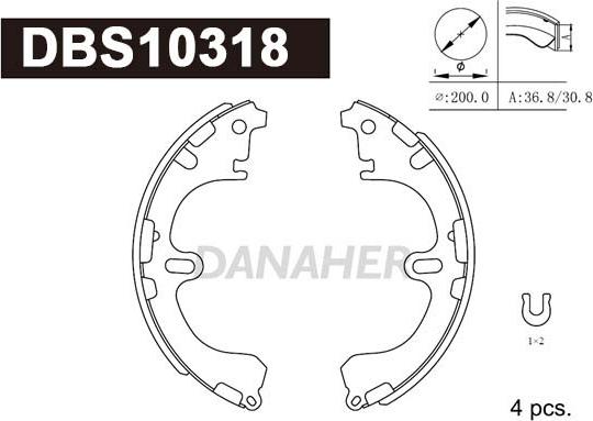 Danaher DBS10318 - Комплект тормозных колодок, барабанные autospares.lv