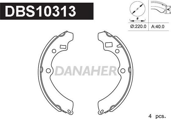Danaher DBS10313 - Комплект тормозных колодок, барабанные autospares.lv