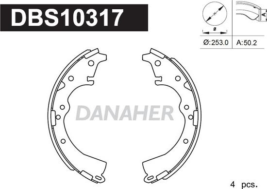 Danaher DBS10317 - Комплект тормозных колодок, барабанные autospares.lv