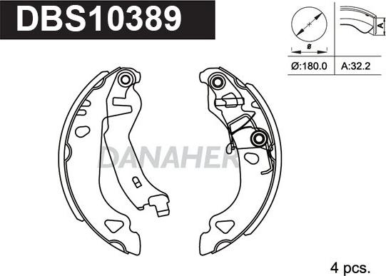 Danaher DBS10389 - Комплект тормозных колодок, барабанные autospares.lv