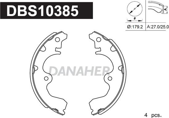 Danaher DBS10385 - Комплект тормозных колодок, барабанные autospares.lv