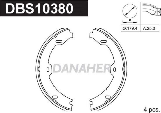 Danaher DBS10380 - Комплект тормозов, ручник, парковка autospares.lv