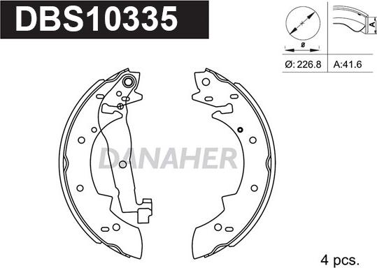 Danaher DBS10335 - Комплект тормозных колодок, барабанные autospares.lv