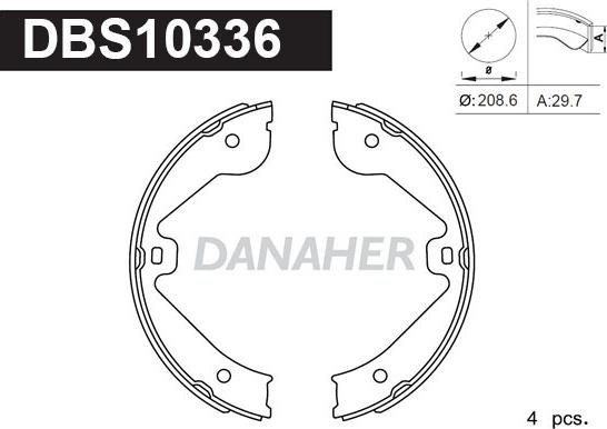 Danaher DBS10336 - Комплект тормозов, ручник, парковка autospares.lv