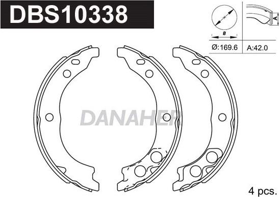 Danaher DBS10338 - Комплект тормозов, ручник, парковка autospares.lv