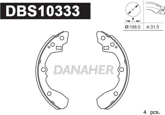 Danaher DBS10333 - Комплект тормозных колодок, барабанные autospares.lv