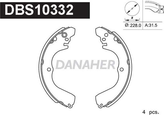 Danaher DBS10332 - Комплект тормозных колодок, барабанные autospares.lv