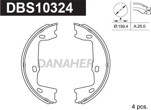 Danaher DBS10324 - Комплект тормозов, ручник, парковка autospares.lv