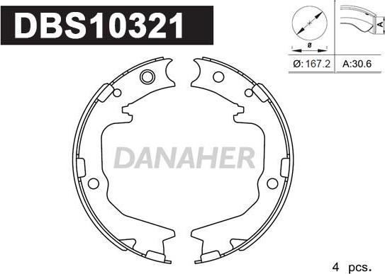 Danaher DBS10321 - Комплект тормозов, ручник, парковка autospares.lv