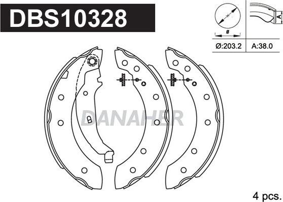 Danaher DBS10328 - Комплект тормозных колодок, барабанные autospares.lv