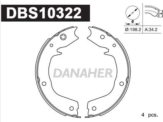 Danaher DBS10322 - Комплект тормозов, ручник, парковка autospares.lv