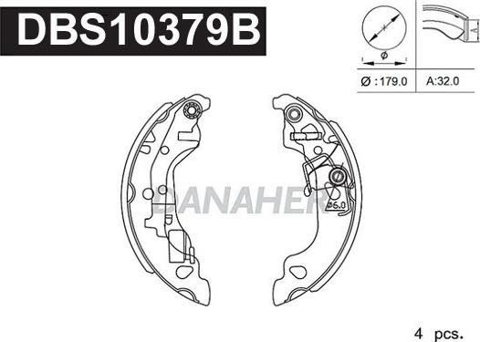 Danaher DBS10379B - Комплект тормозных колодок, барабанные autospares.lv