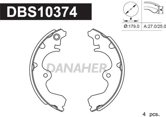Danaher DBS10374 - Комплект тормозных колодок, барабанные autospares.lv