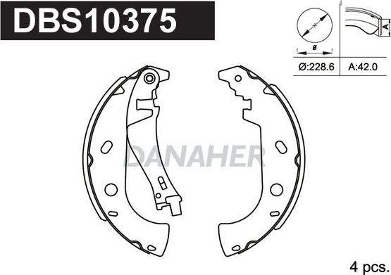 Danaher DBS10375 - Комплект тормозных колодок, барабанные autospares.lv