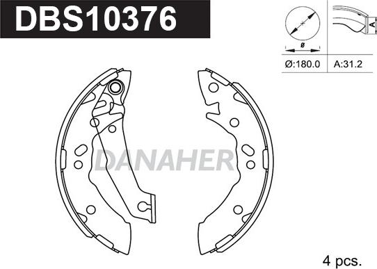 Danaher DBS10376 - Комплект тормозных колодок, барабанные autospares.lv