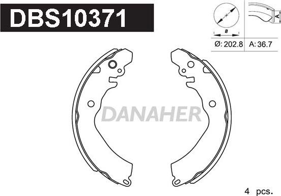 Danaher DBS10371 - Комплект тормозных колодок, барабанные autospares.lv
