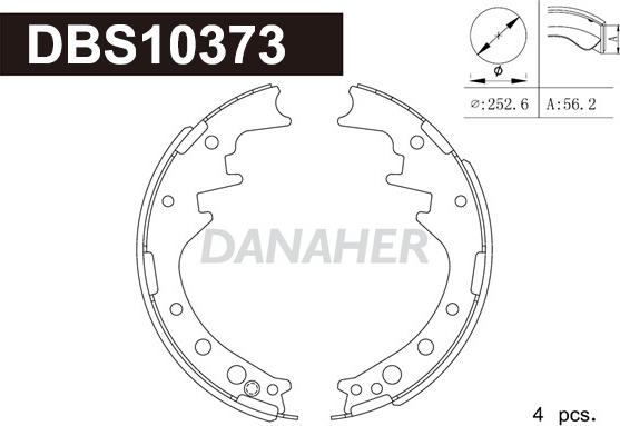 Danaher DBS10373 - Комплект тормозных колодок, барабанные autospares.lv