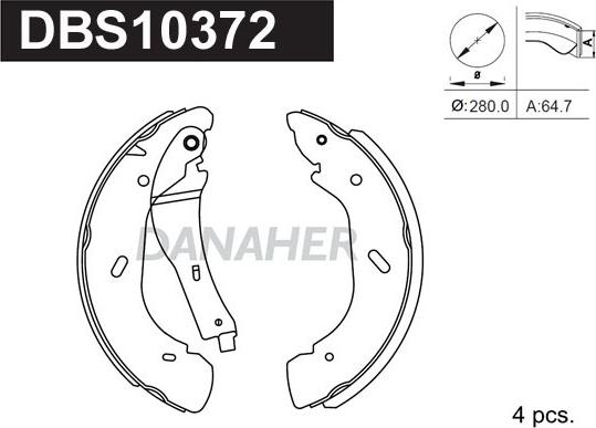 Danaher DBS10372 - Комплект тормозных колодок, барабанные autospares.lv