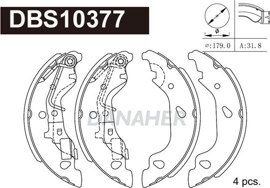 Danaher DBS10377 - Комплект тормозных колодок, барабанные autospares.lv