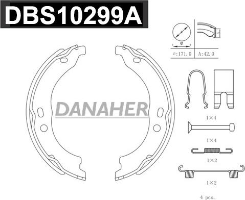 Danaher DBS10299A - Комплект тормозов, ручник, парковка autospares.lv